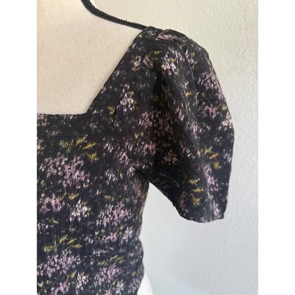 Madewell NWOT HopewelL Black Smocked Crop Top in Blurred Ikat Small - Picture 11 of 11